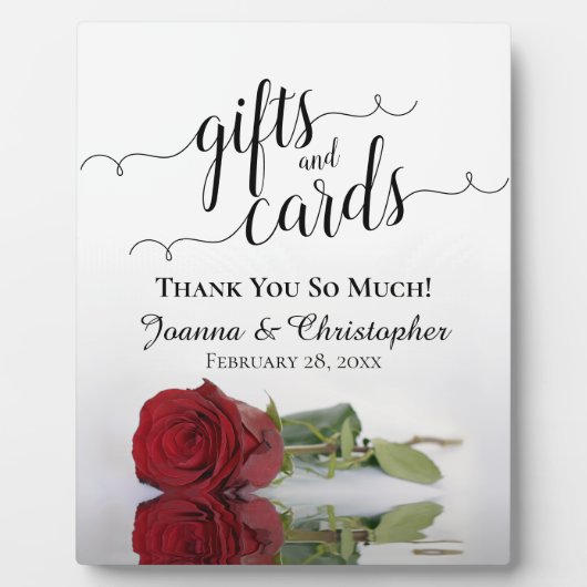 ロマンチックな赤いローズギフト&カー結婚ドのサイン フォトプラーク (正面)