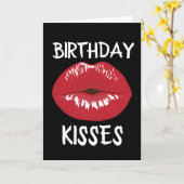 ロマンチックな赤い唇のキッス カード 彼へ (黄色い花)