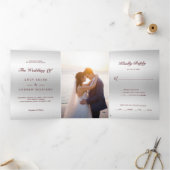 ロマンチックな赤い宝石ジェムボウQRコード結婚ズ 三つ折り招待状 (内部)