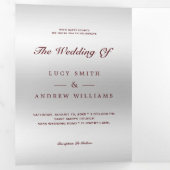 ロマンチックな赤い宝石ジェムボウQRコード結婚ズ 三つ折り招待状 (内部最初)