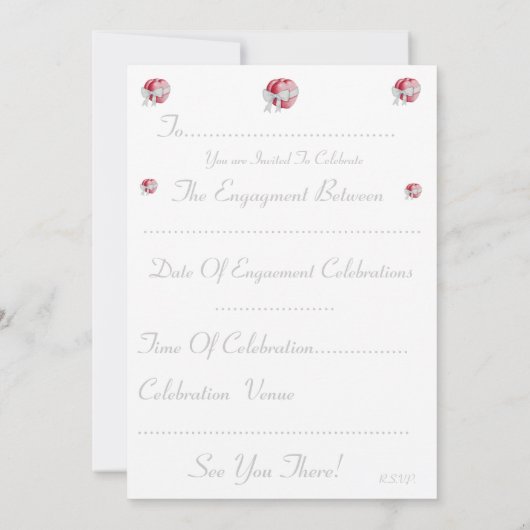 ロマンチックな赤い愛のハートの白いお辞儀 招待状 (裏面)