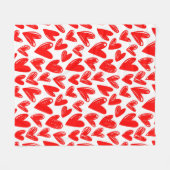 ロマンチックな赤い愛のハートパターンバレンタインデー フリースブランケット (正面(横))