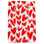 ロマンチックな赤い愛のハートパターンバレンタインデー ミディアムペーパーバッグ (正面)