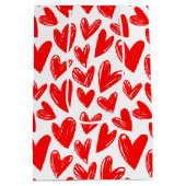 ロマンチックな赤い愛のハートパターンバレンタインデー ミディアムペーパーバッグ (裏面)