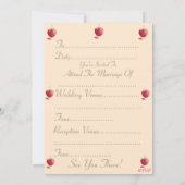 ロマンチックな赤い愛のハート結婚キャンドル 招待状 (裏面)