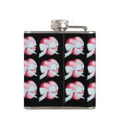 ロマンチックな赤い愛ハート白い弓 フラスク (裏面)