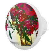 ロマンチックな赤い水の色のバラとランタン素朴 セラミックノブ (右)