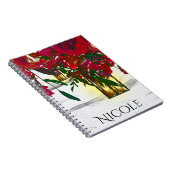 ロマンチックな赤い水の色のバラとランタン素朴 ノートブック (右側)