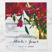 ロマンチックな赤い水の色のバラランタン結婚ズワイン ワインラベル (シングルラベル)