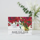 ロマンチックな赤い水の色のバラ&ランタンの日救付 案内ポストカード (スタンド正面)