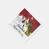 ロマンチックな赤い水の色のバラ&ランタン結婚ズ スタンダードカクテルナプキン (角)