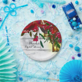 ロマンチックな赤い水の色のバラ&ランタン結婚ズ ペーパープレート (パーティー)