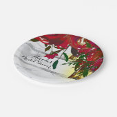 ロマンチックな赤い水の色のバラ&ランタン結婚ズ ペーパープレート (アングル)