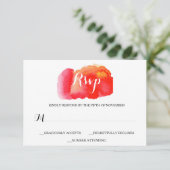 ロマンチックな赤い水の色の結婚式RSVP 出欠カード (スタンド正面)