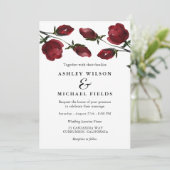 ロマンチックな赤い水の色の花結婚白 招待状 (スタンド正面)