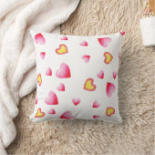 ロマンチックな赤い水の色ハートバレンタインスローPil クッション (ブランケット)