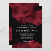 ロマンチックな赤い水カラー結婚式招待状 招待状 (正面/裏面)