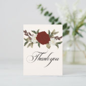 ロマンチックな赤い深い色のバラフローラ冬の結婚式 サンキューカード (スタンド正面)