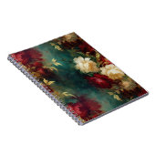 ロマンチックな赤い白い緑の花 ノートブック (右側)