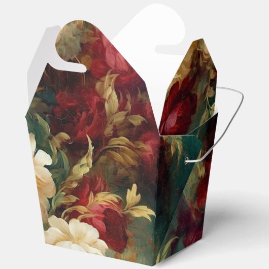 ロマンチックな赤い白い花のブライダルシャワー結婚ズ フェイバーボックス (見開き)