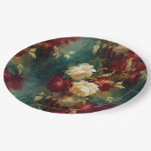 ロマンチックな赤い白い花結婚のフローラ ペーパープレート (アングル)