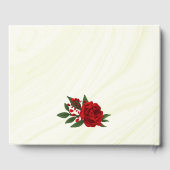 ロマンチックな赤い花結婚の緑 ゲストブック (裏面)