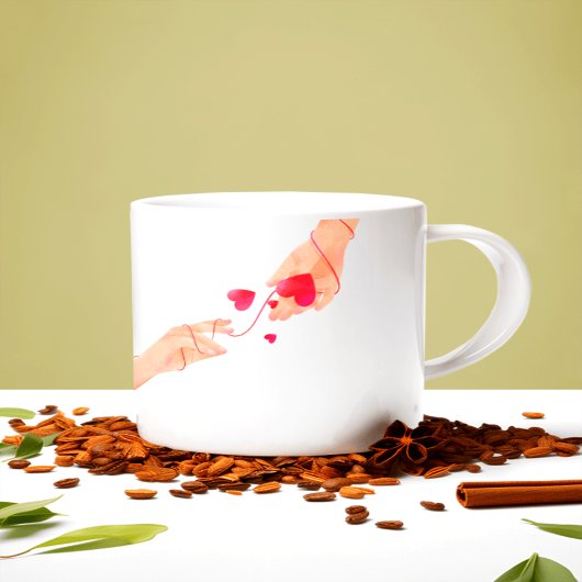 "ロマンチックな赤い運命の文字列ハンズ&ハート- Eter ジャンボコーヒーマグカップ