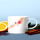 "ロマンチックな赤い運命の文字列ハンズ&ハート- Eter ジャンボコーヒーマグカップ