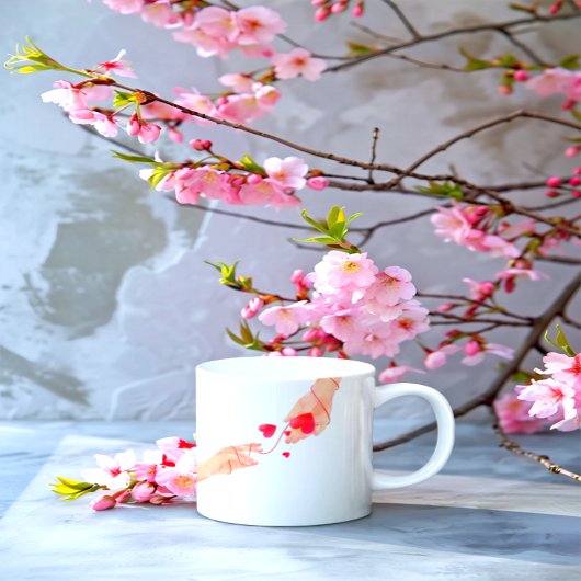 "ロマンチックな赤い運命の文字列ハンズ&ハート- Eter ジャンボコーヒーマグカップ