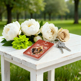 ロマンチックな赤い錆50周年記念写真キーチェーン キーホルダー