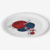 ロマンチックな赤と海軍の花の植物銀 ペーパープレート (アングル)