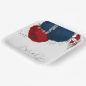 ロマンチックな赤と海軍の花シルバーの植物性紙 ペーパープレート (傾斜あり)