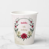 ロマンチックな赤と淡い黄色の花 紙コップ (正面)