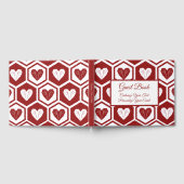 ロマンチックな赤と白のガラスのハート柄 ゲストブック (全面)