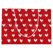 ロマンチックな赤と白のハートのブライダルシャワー ラージペーパーバッグ (裏面)