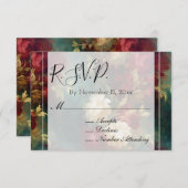 ロマンチックな赤と白の花のウェディング出欠確認 エンクロージャーカード (正面/裏面)