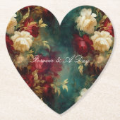 ロマンチックな赤と白の花のブライダルシャワー ウェディング ペーパーコースター (正面)