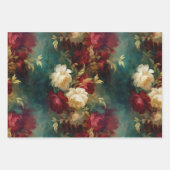 ロマンチックな赤と白の花のブライダルシャワー ウェディング ラッピングペーパーシート (正面3)