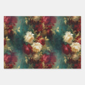 ロマンチックな赤と白の花のブライダルシャワー ウェディング ラッピングペーパーシート (正面)