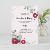 ロマンチックな赤と緑のエレガントな結婚式招待状 招待状 (スタンド正面)