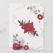 ロマンチックな赤と緑のエレガントな結婚式招待状 招待状 (裏面)