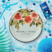 ロマンチックな赤と緑の水色のフローラ結婚 ペーパープレート (パーティー)