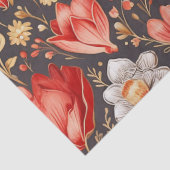 ロマンチックな赤と金ゴールドのフローラとハートのデコページ 薄葉紙 (詳細)