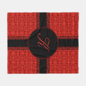 ロマンチックな赤と黒のパーソナライズ フリースブランケット (正面(横))