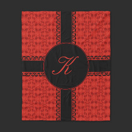 ロマンチックな赤と黒のパーソナライズ フリースブランケット