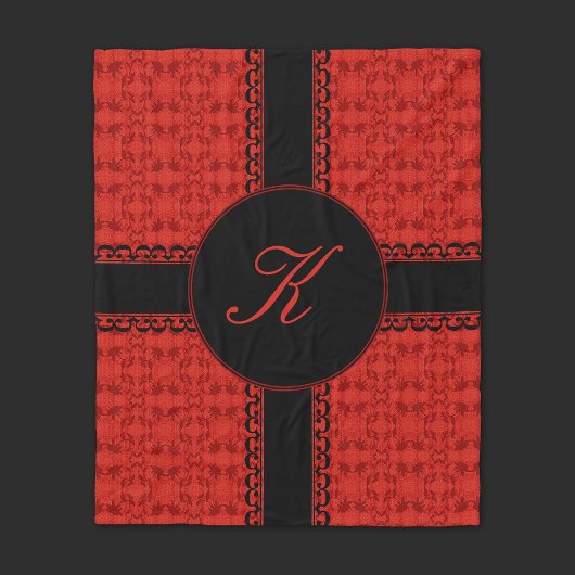 ロマンチックな赤と黒のパーソナライズ フリースブランケット