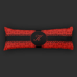 ロマンチックな赤と黒のレースフェイクパターン ボディピロー