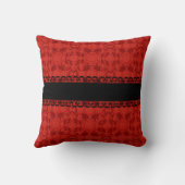 ロマンチックな赤と黒のレースフェイクモノグラム クッション (裏面)