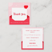 ロマンチックな赤のラブレター感謝メッセージモダン スクエア名刺 (正面/裏面)