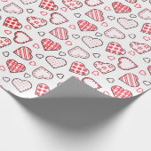 ロマンチックな赤の愛のハートパターン |休日 ラッピングペーパー (角)